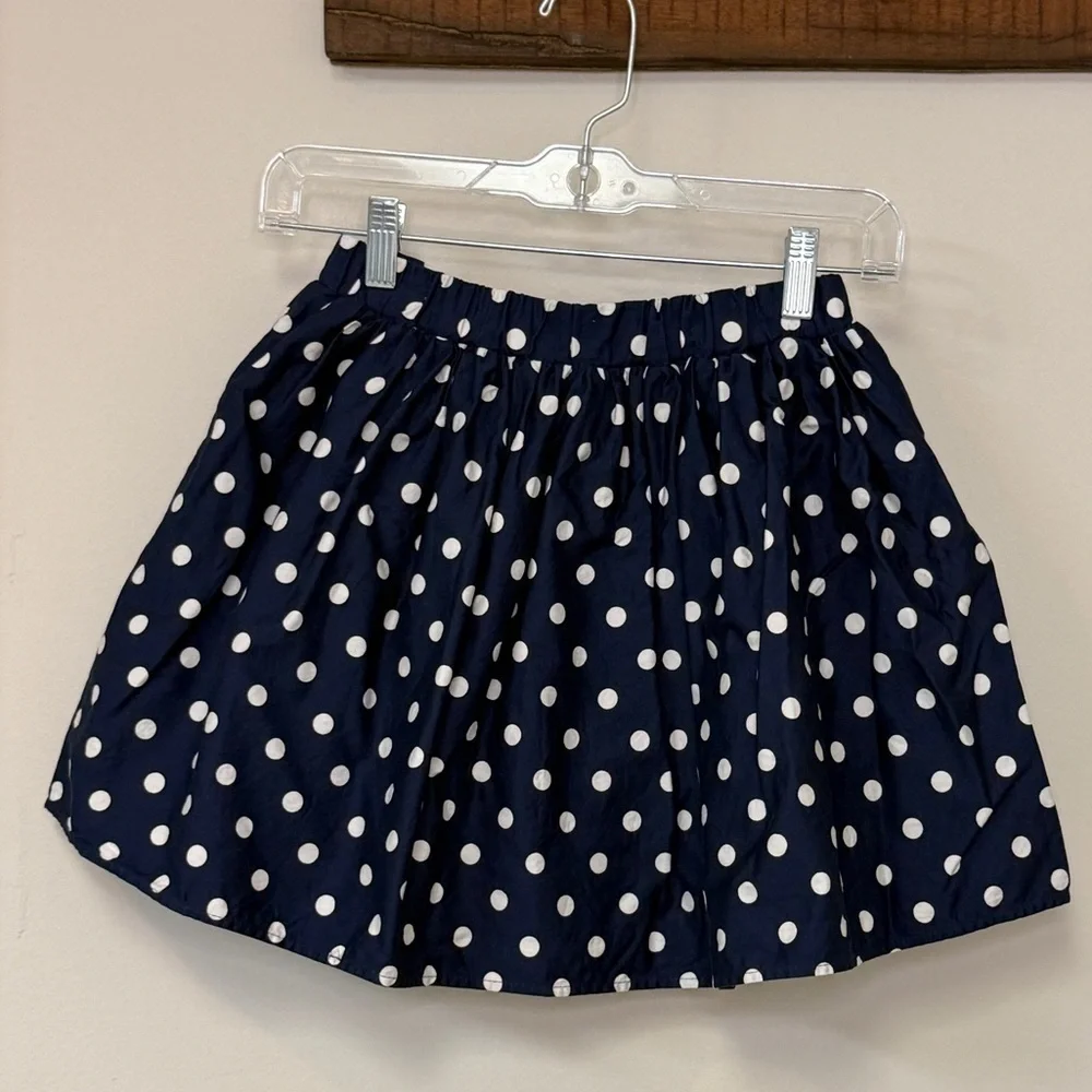 Children's Place: Girls Navy Blue / White Polka Dot Skirt, M (7 / 8)
